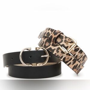 Leopard Print and Black Belt Set